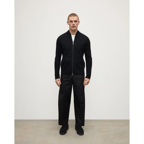 Johnstons of Elgin Milano Stitch Black Cashmere Baseball Jacket