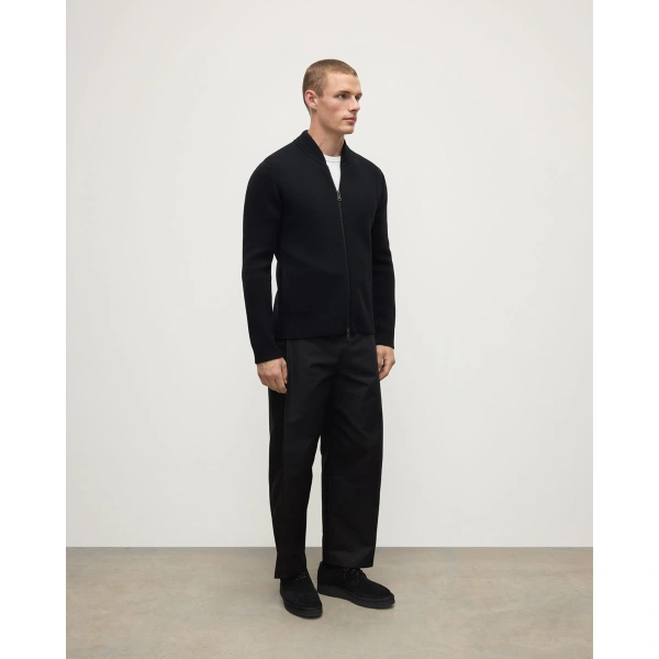 Johnstons of Elgin Milano Stitch Black Cashmere Baseball Jacket