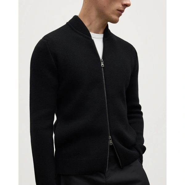Johnstons of Elgin Milano Stitch Black Cashmere Baseball Jacket