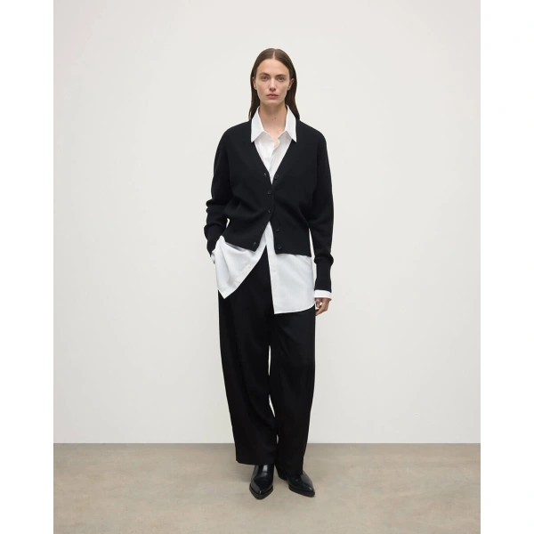 Johnstons of Elgin Milano Stitch Black Cashmere Cardigan