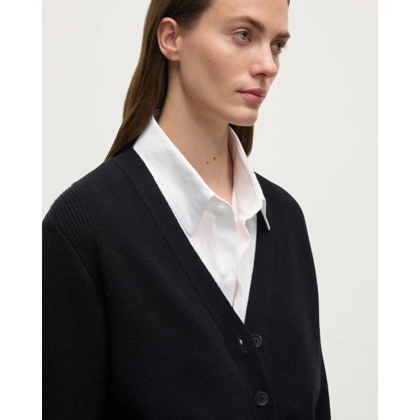 Johnstons of Elgin Milano Stitch Black Cashmere Cardigan
