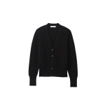 Johnstons of Elgin Milano Stitch Black Cashmere Cardigan | Cardigan | Coveti