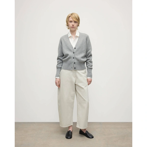 Johnstons of Elgin Milano Stitch Light Grey Cashmere Cardigan