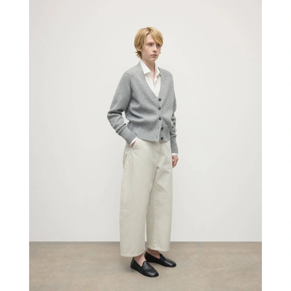 Johnstons of Elgin Milano Stitch Light Grey Cashmere Cardigan