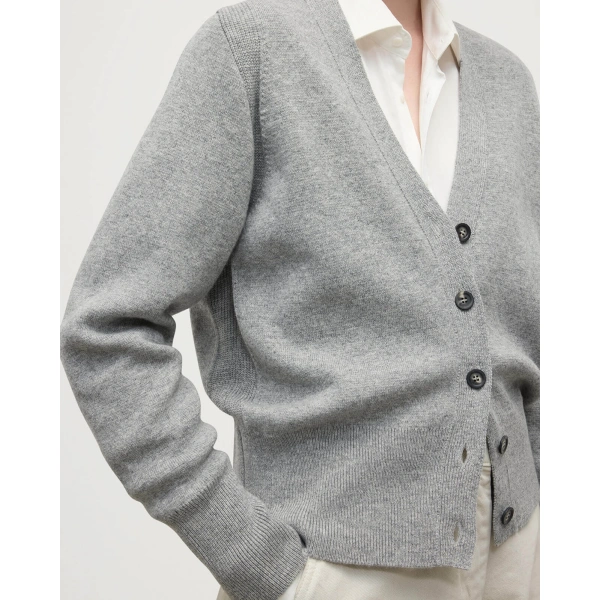 Johnstons of Elgin Milano Stitch Light Grey Cashmere Cardigan