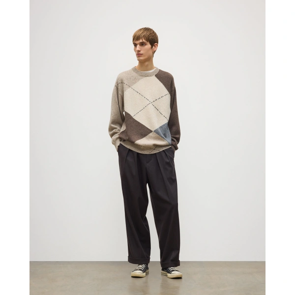 Johnstons of Elgin Monteith Natural Exploded Argyle Donegal Cashmere Jumper