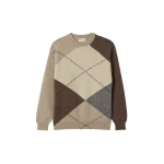 Johnstons of Elgin Monteith Natural Exploded Argyle Donegal Cashmere Jumper | Men Knitwear | Coveti