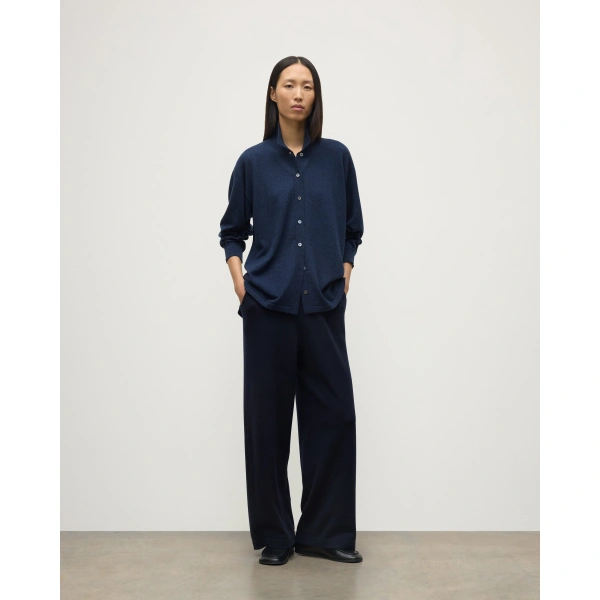 Johnstons of Elgin Munro Navy Cashmere Shirt