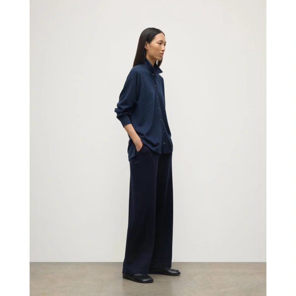 Johnstons of Elgin Munro Navy Cashmere Shirt