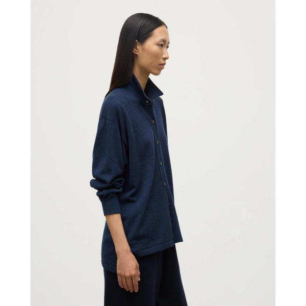 Johnstons of Elgin Munro Navy Cashmere Shirt