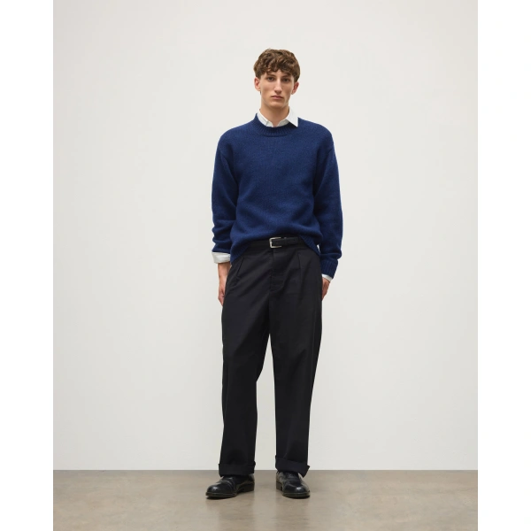 Johnstons of Elgin Murchison Blue Marble Cashmere & Cotton Jumper