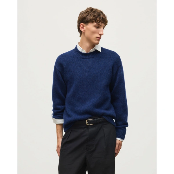 Johnstons of Elgin Murchison Blue Marble Cashmere & Cotton Jumper