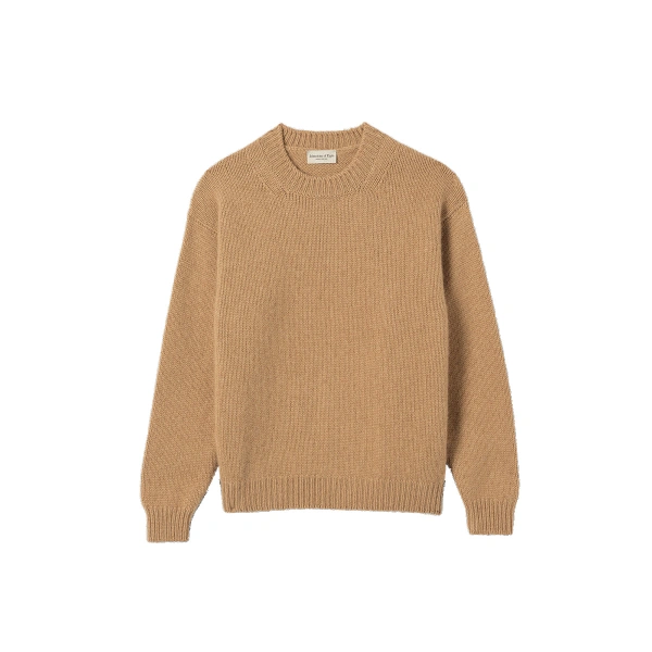Johnstons of Elgin Murchison Camel Marble Cashmere & Cotton Jumper | Men Knitwear | Coveti