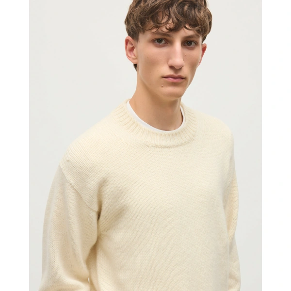 Johnstons of Elgin Murchison White Marble Cashmere & Cotton Jumper