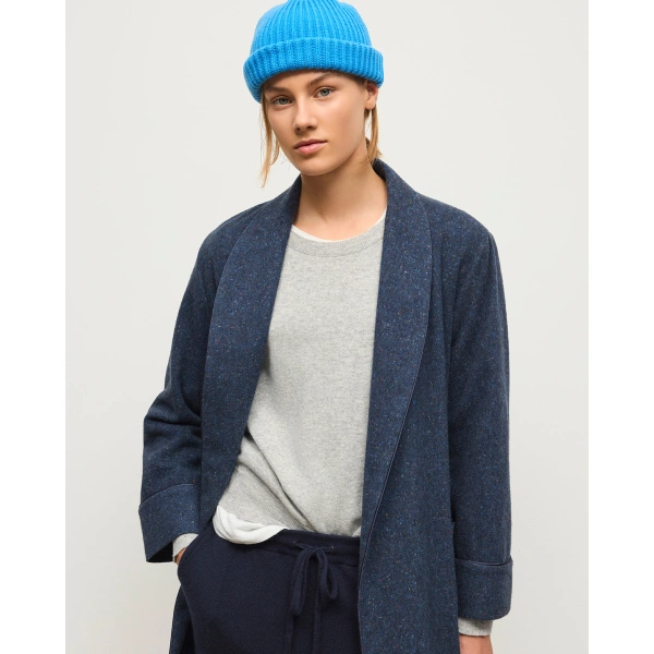 Johnstons of Elgin Navy Donegal Cashmere Dressing Gown