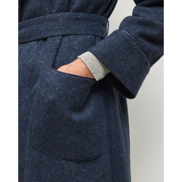 Johnstons of Elgin Navy Donegal Cashmere Dressing Gown