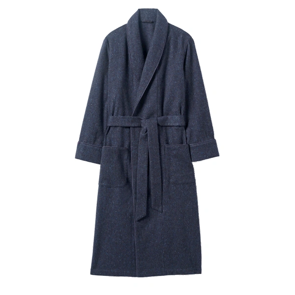Johnstons of Elgin Navy Donegal Cashmere Dressing Gown | Robes | Coveti