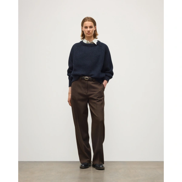 Johnstons of Elgin Norah Ribbed Blue Donegal Cashmere Jumper
