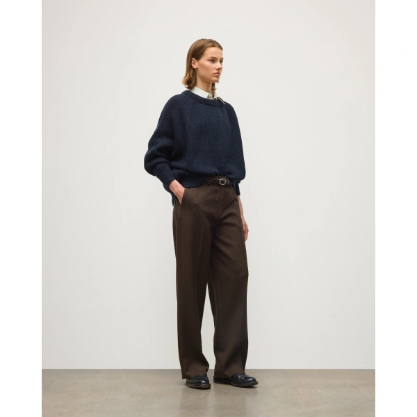Johnstons of Elgin Norah Ribbed Blue Donegal Cashmere Jumper