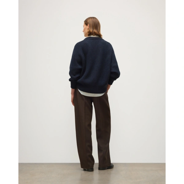 Johnstons of Elgin Norah Ribbed Blue Donegal Cashmere Jumper