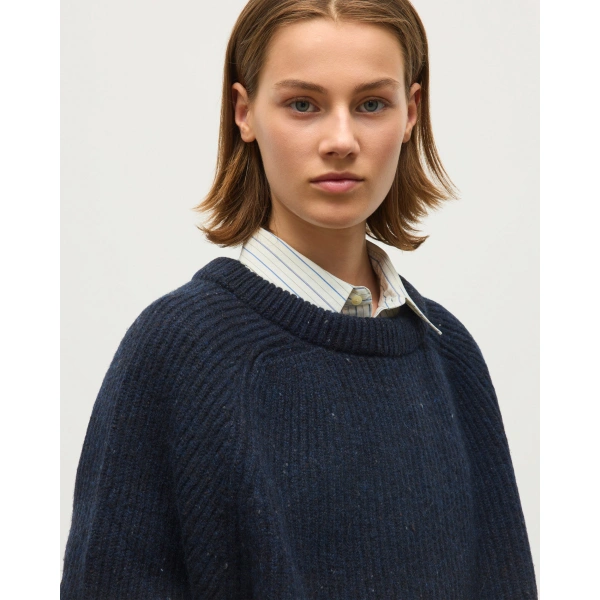 Johnstons of Elgin Norah Ribbed Blue Donegal Cashmere Jumper