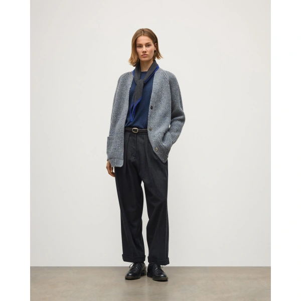 Johnstons of Elgin Norah Ribbed Grey Donegal Cashmere Cardigan