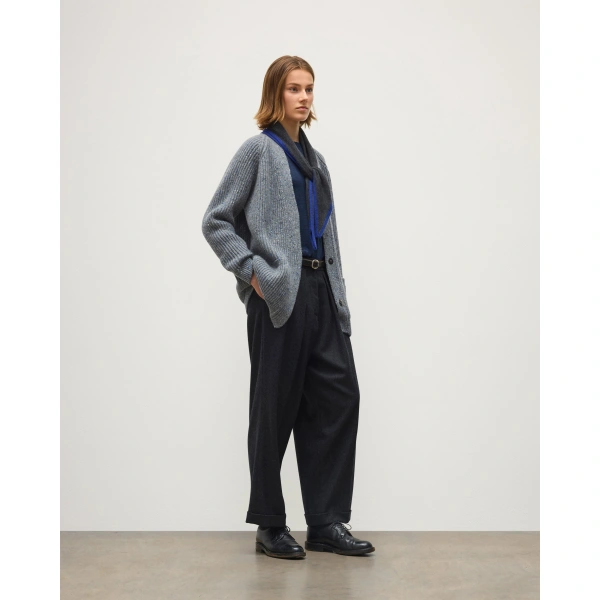 Johnstons of Elgin Norah Ribbed Grey Donegal Cashmere Cardigan