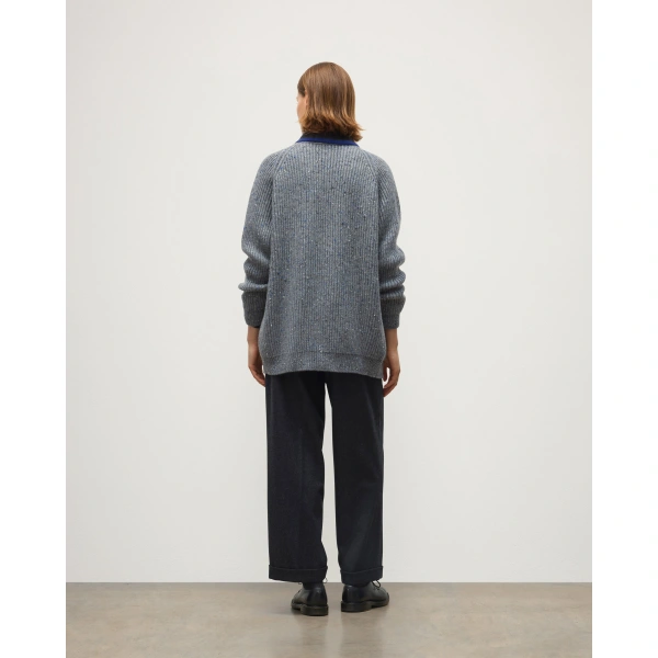 Johnstons of Elgin Norah Ribbed Grey Donegal Cashmere Cardigan