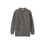 Johnstons of Elgin Norah Ribbed Grey Donegal Cashmere Cardigan | Cardigan | Coveti