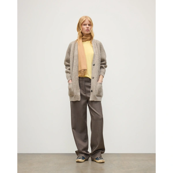 Johnstons of Elgin Norah Ribbed Natural Donegal Cashmere Cardigan