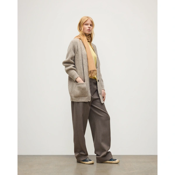 Johnstons of Elgin Norah Ribbed Natural Donegal Cashmere Cardigan