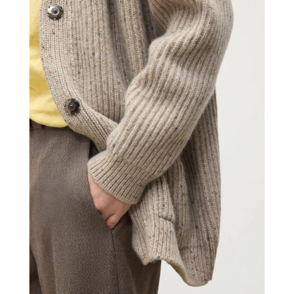 Johnstons of Elgin Norah Ribbed Natural Donegal Cashmere Cardigan