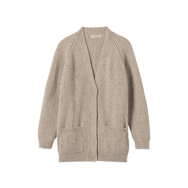 Johnstons of Elgin Norah Ribbed Natural Donegal Cashmere Cardigan | Cardigan | Coveti