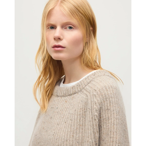 Johnstons of Elgin Norah Ribbed Natural Donegal Cashmere Jumper