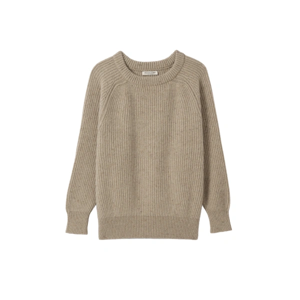 Johnstons of Elgin Norah Ribbed Natural Donegal Cashmere Jumper | Sweaters | Coveti