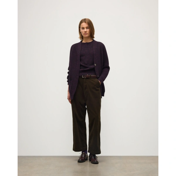 Johnstons of Elgin Norah Ribbed Purple Donegal Cashmere Cardigan