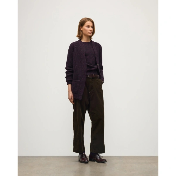Johnstons of Elgin Norah Ribbed Purple Donegal Cashmere Cardigan