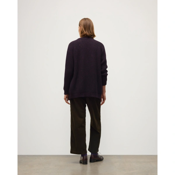 Johnstons of Elgin Norah Ribbed Purple Donegal Cashmere Cardigan