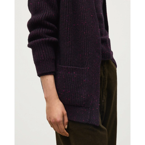 Johnstons of Elgin Norah Ribbed Purple Donegal Cashmere Cardigan