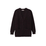 Johnstons of Elgin Norah Ribbed Purple Donegal Cashmere Cardigan | Cardigan | Coveti