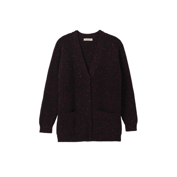 Norah Ribbed Purple Donegal Cashmere Cardigan