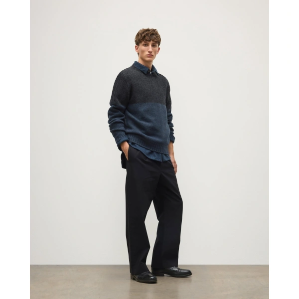 Johnstons of Elgin Ogilvie Colour Block Blue Lambswool Jumper