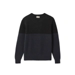 Johnstons of Elgin Ogilvie Colour Block Blue Lambswool Jumper | Men Knitwear | Coveti