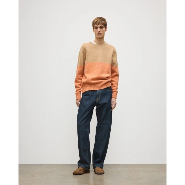 Johnstons of Elgin Ogilvie Colour Block Orange Lambswool Jumper