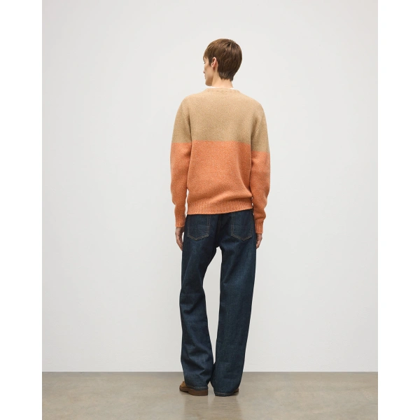 Johnstons of Elgin Ogilvie Colour Block Orange Lambswool Jumper