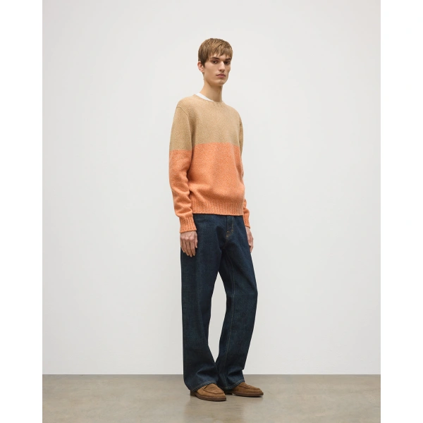 Johnstons of Elgin Ogilvie Colour Block Orange Lambswool Jumper