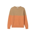Johnstons of Elgin Ogilvie Colour Block Orange Lambswool Jumper | Men Knitwear | Coveti