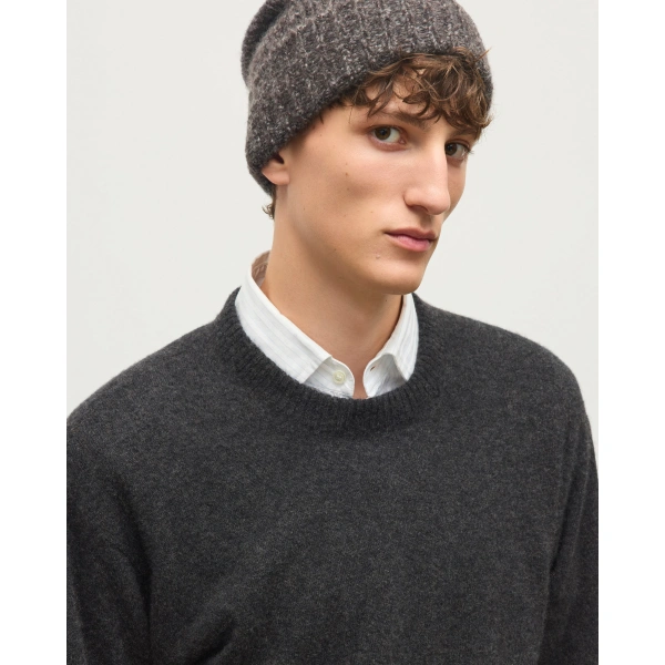 Johnstons of Elgin Paxton Dark Grey Brushed Cashmere-Silk Jumper