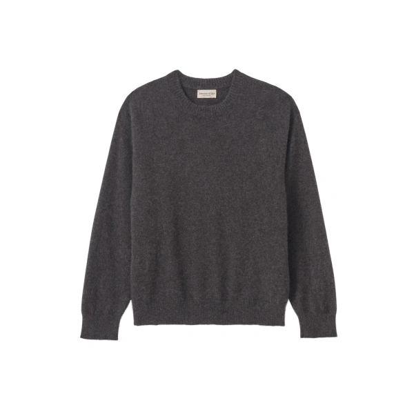 Johnstons of Elgin Paxton Dark Grey Brushed Cashmere-Silk Jumper | Men Knitwear | Coveti