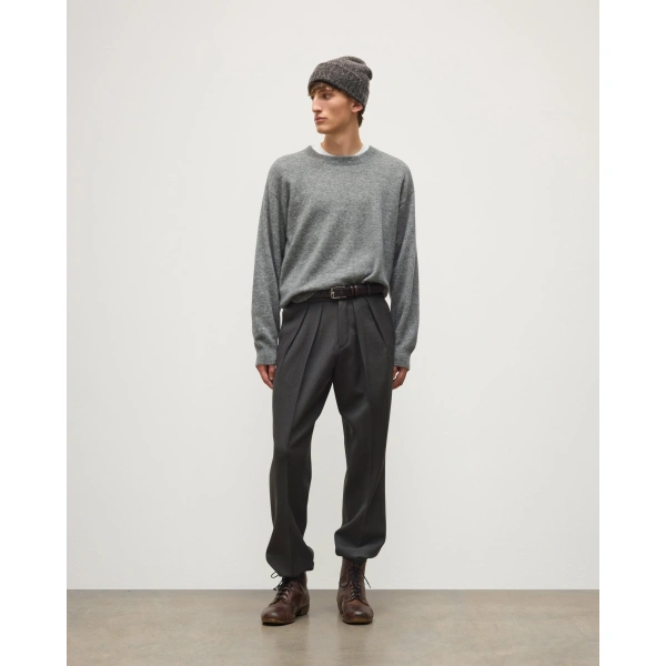 Johnstons of Elgin Paxton Grey Brushed Cashmere-Silk Jumper
